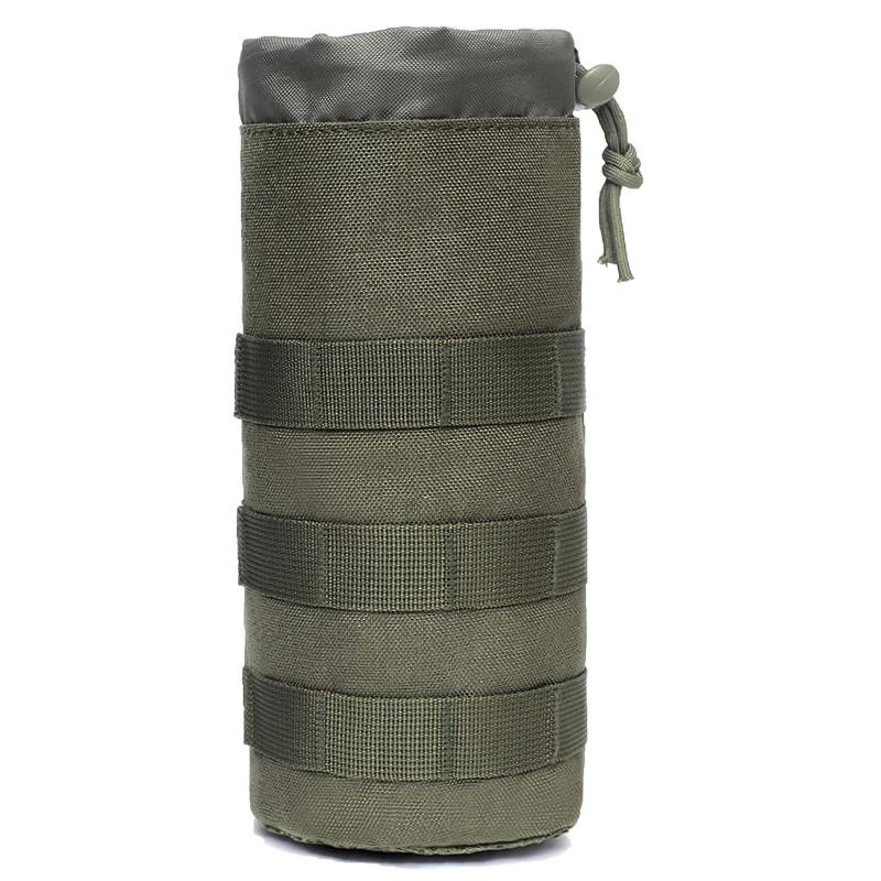 XoeLLe Flaschenhalter Rucksack, Molle System Flaschentasche, Tactical Nylon Getränkehalter mit Kordelzug Faltbar Mesh Flaschenhalter für Reisen Angeln Jagd Wandern Outdoor-Aktivitäten (Grün) von XoeLLe