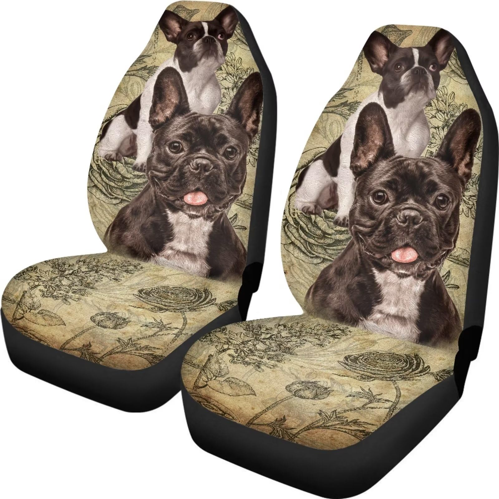 Xoenoiee Autositzbezug mit französischer Bulldogge, nur Vordersitze vollständiges 2er-Set, universeller Eimer, hohe Rückenlehne, Auto-Vordersitzbezüge Xoenoiee Autositzbezug mit französischer Bulldogge, nur Vordersitze vollständiges 2er-Set, universeller Eimer, hohe Rückenlehne, Auto-Vordersitzbezüge von Xoenoiee