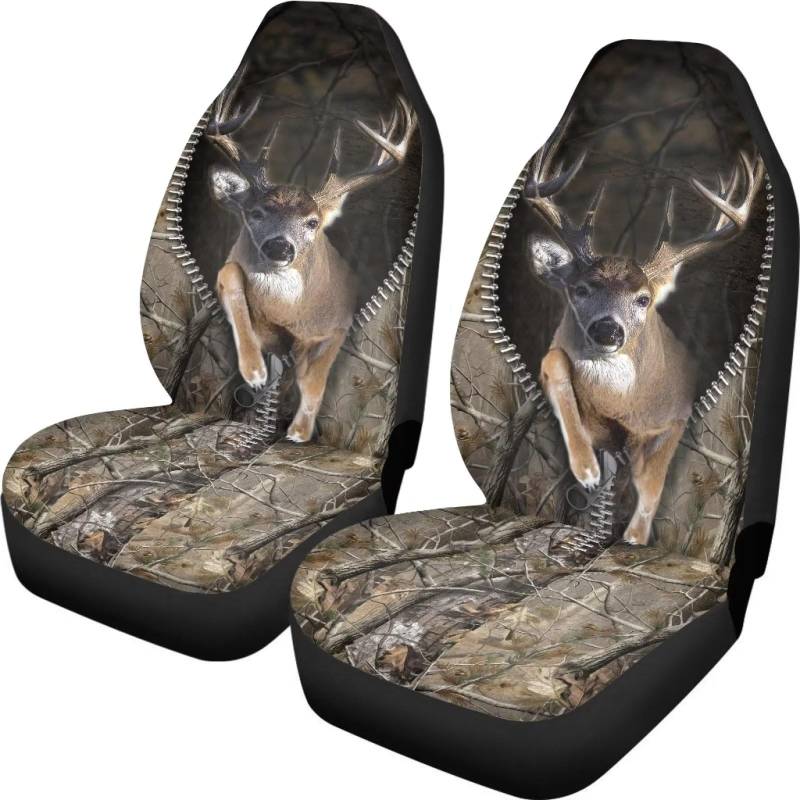 Xoenoiee Hirschwald Camo Muster 2 Stück Autositzbezug nur Vordersitze Fahrzeugsitzschoner Universal Fit Auto Schalensitz für Auto, LKW, SUV oder Van von Xoenoiee