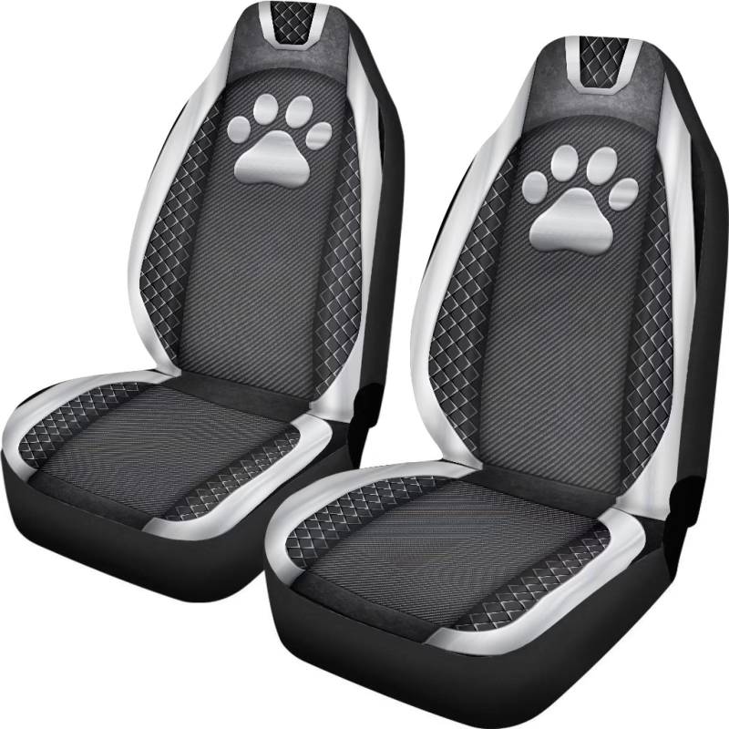 Xoenoiee Hundepfote Mesh Print 2 Stück Auto Sitzbezug für Frauen Auto Sitzbezüge, Universal Fit Soft Bucket Auto Seat Protector Covers von Xoenoiee