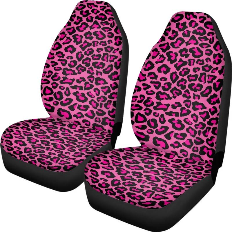 Xoenoiee Rosa Leopard Muster Auto Sitzbezüge 2 teile/satz Hohe Rückenlehne Stretchy Eimer Sitzbezug Auto Protector Vordersitze Abdeckung von Xoenoiee