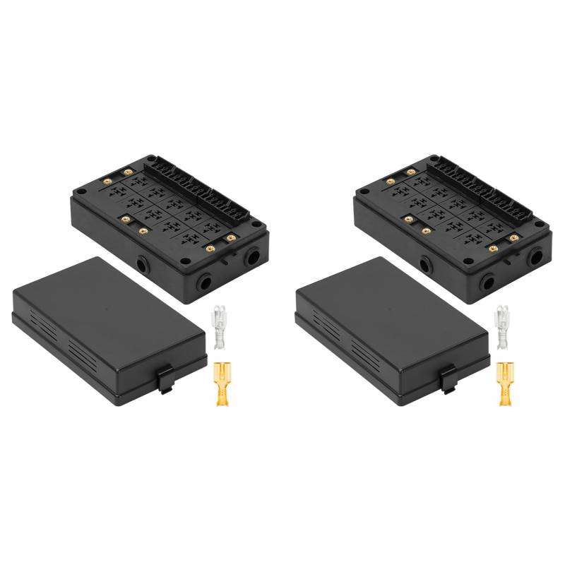 Xptieeck 2X 12-V-Kfz-Sicherungs-Relaiskasten Universalblock für PKW, Relaishalter mit 10 SteckpläTzen, ATC/ATO-Sicherungshalter mit 15 SteckpläTzen von Xptieeck