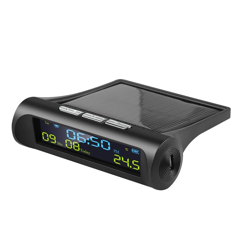 Xtahdge Auto Solar Digitale Uhr mit LCD Zeit Datum Temperatur Anzeige im Auto für die Dekoration Von PersöNlichen Auto Teilen im Freien A von Xtahdge