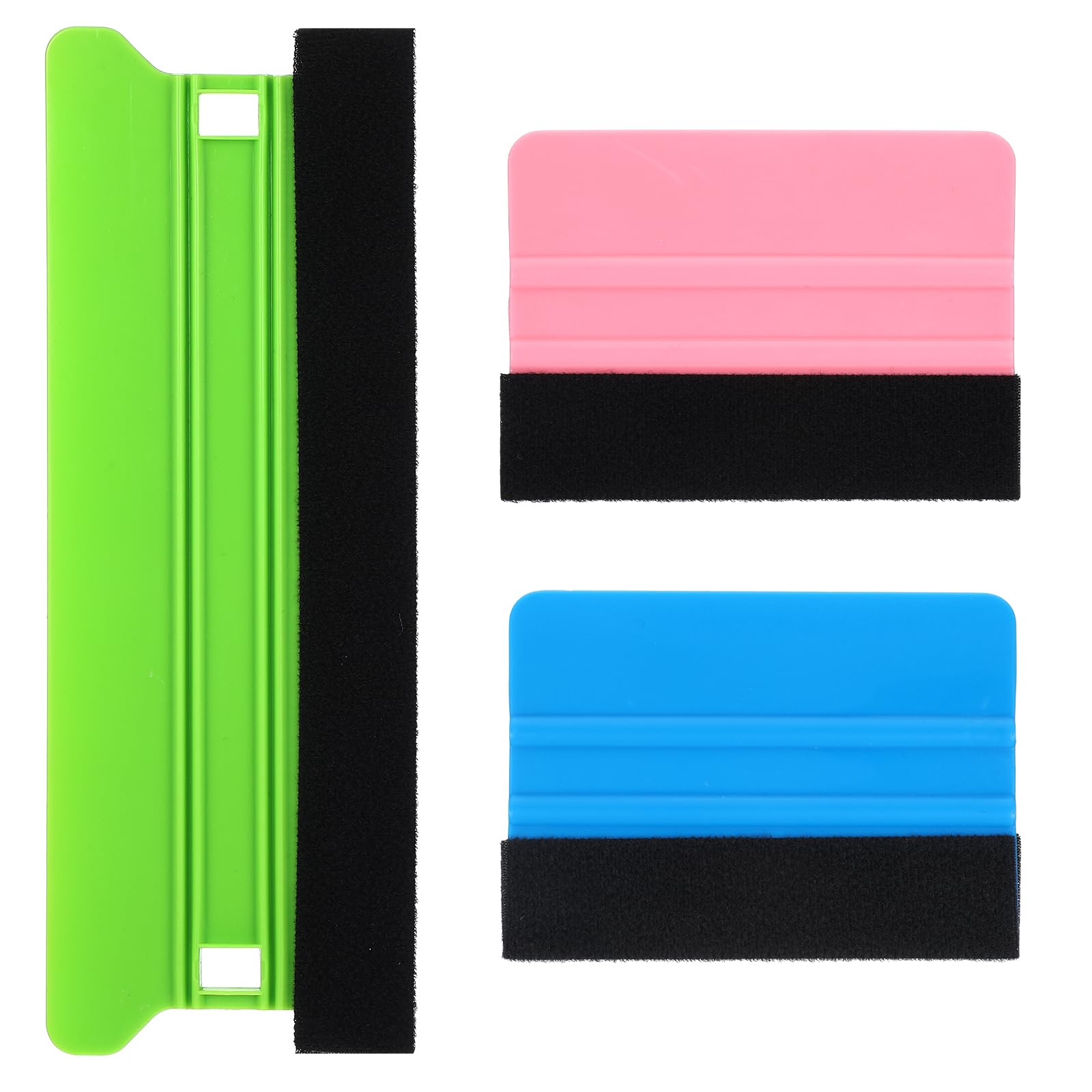 Vinyl Wrapping Rakel Applikator 21 cm Rakel mit Filzkante und 2 Stück 10 cm Folienrakel mit Filzkante Kunststoffrakel zur Blasen Verkleberakel für Auto Fensterfolie Möbelfolie(Grün und Blau) von Xthrotsenk