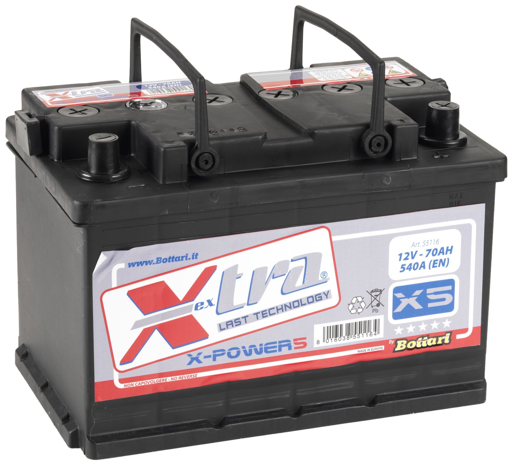 X-Tra 55116 Bottari 55116: Autobatterie 12V 70 AH von Bottari