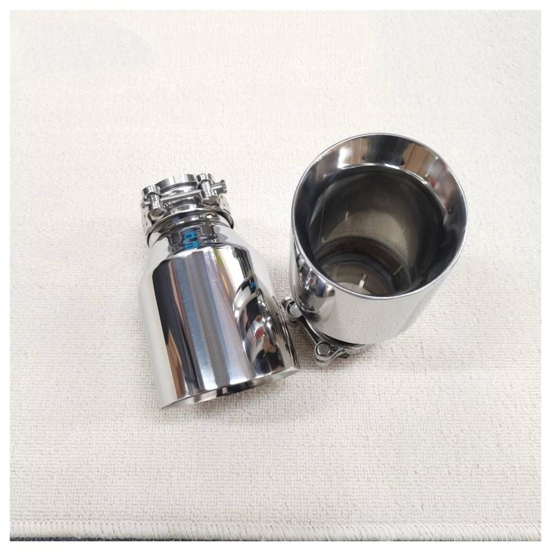 Endschalldämpfer Auspuffendrohr 1 Stück 304 Silber Edelstahl Auspuffanlage Schalldämpfer Rohr Ende Bevel Outlet Universal Auspuffrohr Zubehör(54MM IN 89MM Out) von XuYingBhd