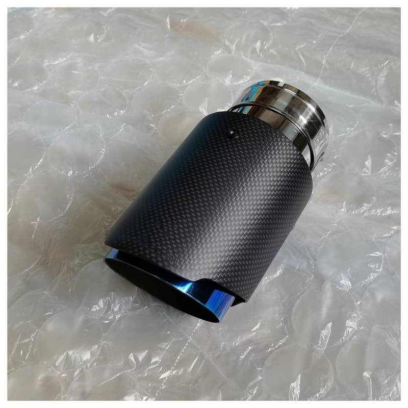 Endschalldämpfer Auspuffendrohr 1 Stück Auto Auspuff Tipps Blau Edelstahl Rohr Matte Carbon Fiber Schwanz Ende Schalldämpfer Endrohr Für Universal(70mm in-114mm Out) von XuYingBhd