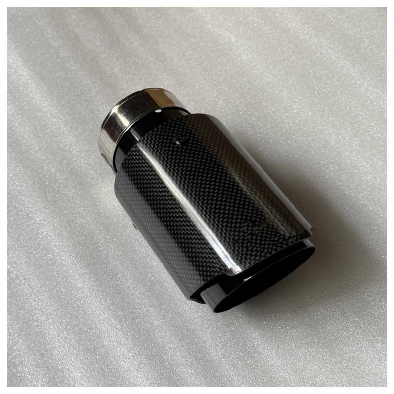 Endschalldämpfer Auspuffendrohr 1 Stück Auto Auspuff Tipps Schwarz Rohr Glänzend Carbon Fiber Schwanz Ende Schalldämpfer Endrohr Für Universal(70mm in-89mm Out) von XuYingBhd