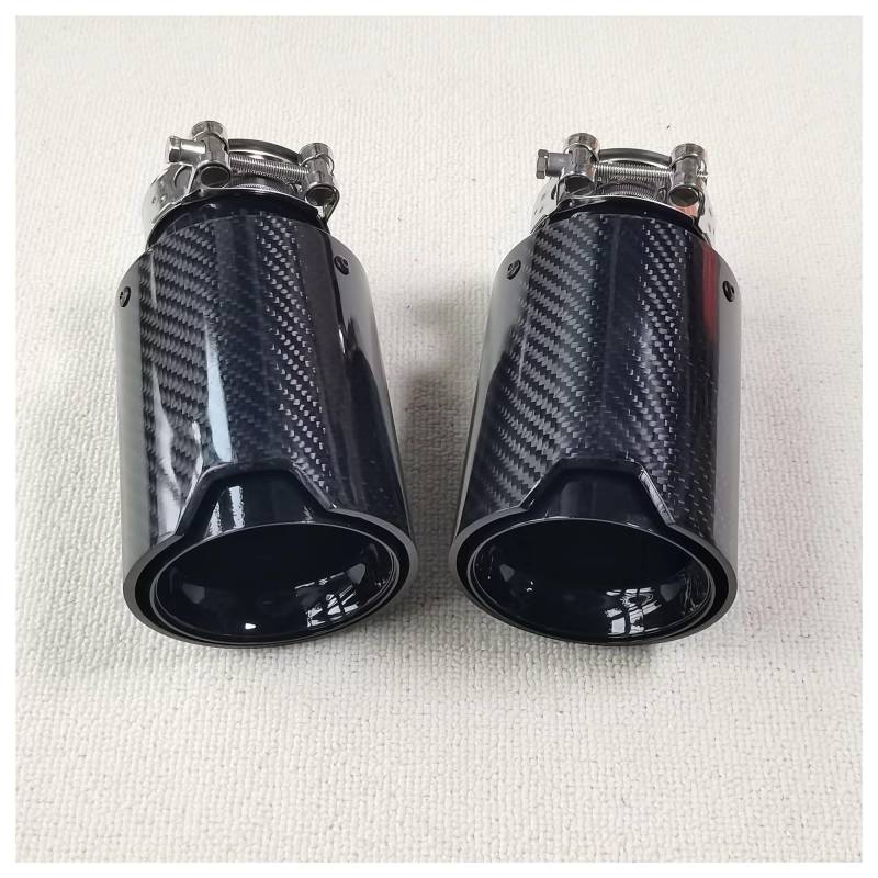 Endschalldämpfer Auspuffendrohr 1 Stück Auto-Auspuffspitze Schwarz Edelstahl Rohr Glänzend Kohlefaser Universal-Auspuffanlage Schalldämpfer Endrohr(51MM IN 93MM Out) von XuYingBhd