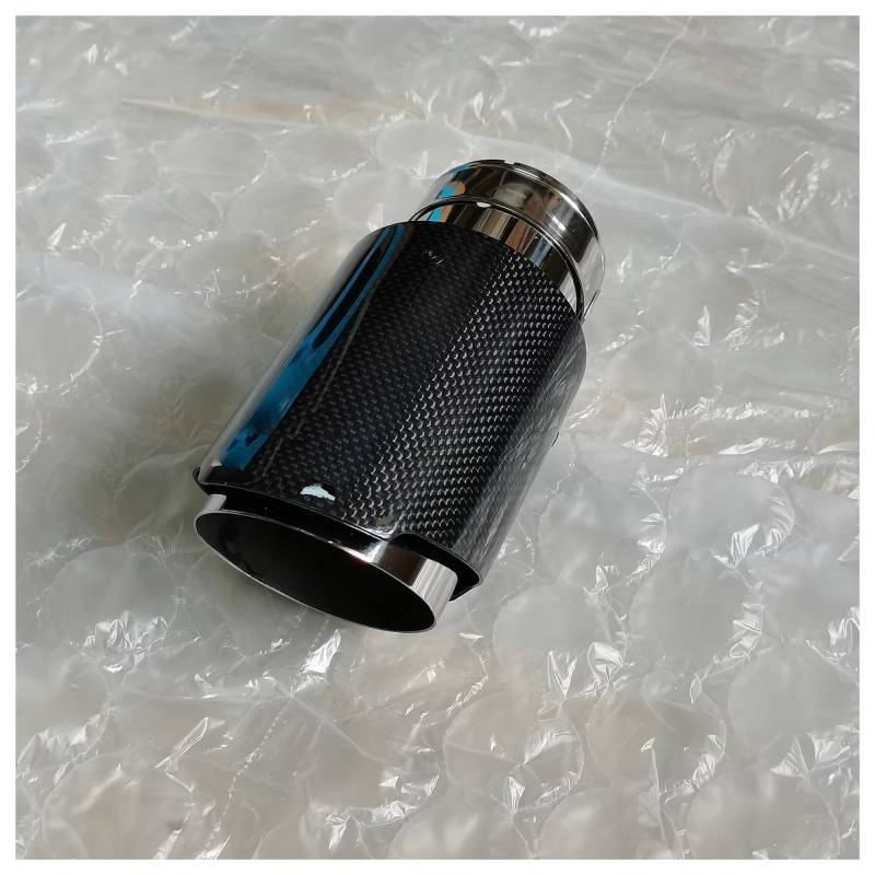 Endschalldämpfer Auspuffendrohr 1 Stück Auto-Auspuffspitze Silber Edelstahlrohr Glänzend Kohlefaser Universal-Auspuffanlage Schalldämpfer Endrohr(63mm in-89mm Out) von XuYingBhd