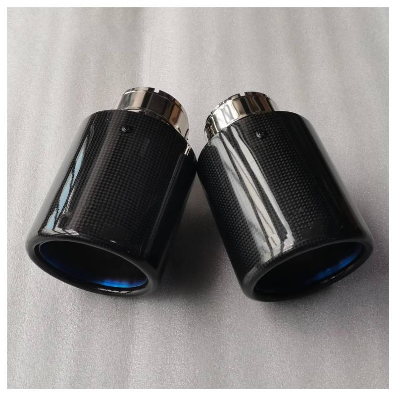 Endschalldämpfer Auspuffendrohr 1 Stück Auto-Auspuffspitzen Blaue Rohrrolle Glänzende Auspuffdüsen Aus Kohlefaser Endrohr Schalldämpferspitze Für Alle Autos(70MM IN 114MM Out) von XuYingBhd