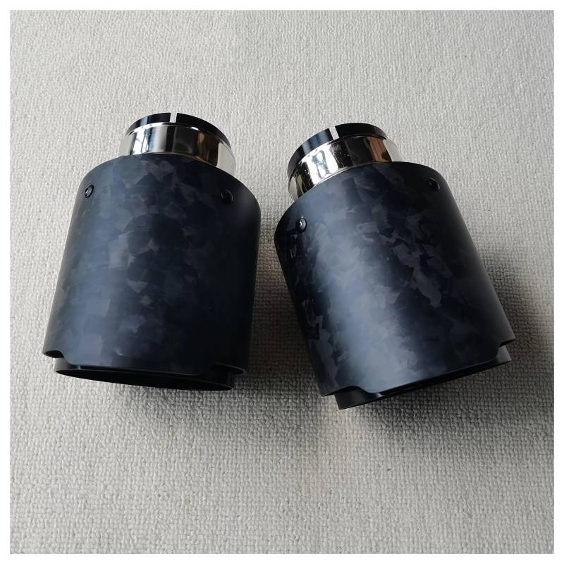 Endschalldämpfer Auspuffendrohr 1 Stück Auto-Auspuffspitzen Schwarz Edelstahl Rohr Matt Geschmiedet Carbon Fiber Schalldämpfer Endrohr Auspuffrohr Universal(60MM IN 101MM Out) von XuYingBhd