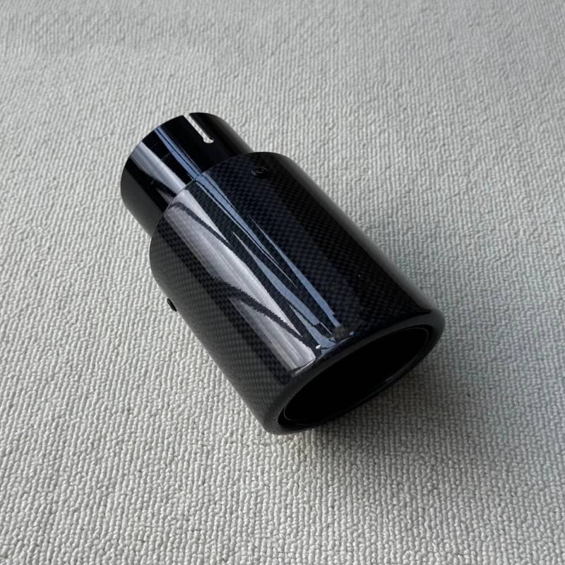 Endschalldämpfer Auspuffendrohr 1 Stück Auto-Auspuffspitzen Schwarze Rohrrolle Glänzend Carbon Fiber Tail End Schalldämpfer Endrohr Für Alle Autos(57MM IN 101MM Out) von XuYingBhd
