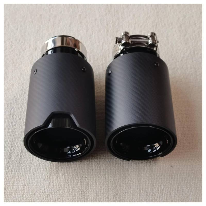 Endschalldämpfer Auspuffendrohr 1 Stück Auto Carbon Fiber Matt Schwarz Hinten Auspuffrohr Schalldämpfer Spitze Geeignet Universal Auspuff Düse(ID 51MM-OD 105MM) von XuYingBhd