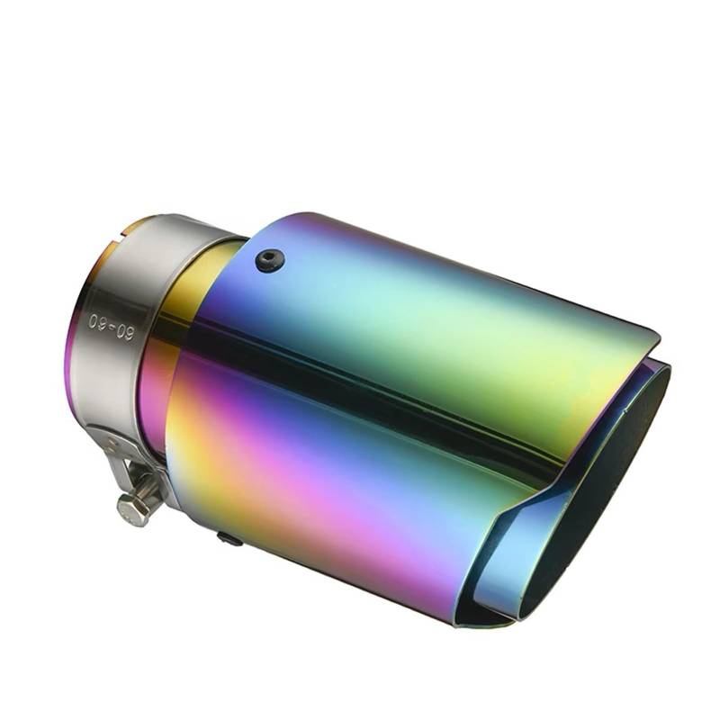 Endschalldämpfer Auspuffendrohr 1 Stück Auto Edelstahl Schalldämpfer Spitze Auspuffanlage Universal Gerade Multicolor Dekoration Auspuffrohr Schalldämpfer(60mm-101mm) von XuYingBhd
