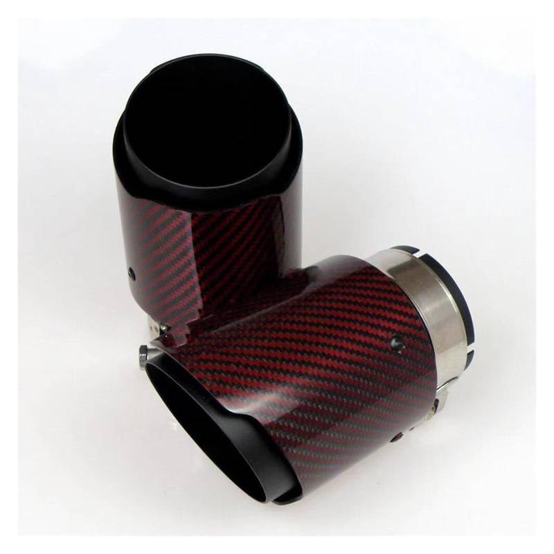 Endschalldämpfer Auspuffendrohr 1 Stück Auto Glänzend Rot Carbon Fiber Edelstahl Universal Automobile Auspuffrohr Schalldämpfer Rohr Carbon Fiber Auspuff Tipps(76MM IN -101MM Out) von XuYingBhd