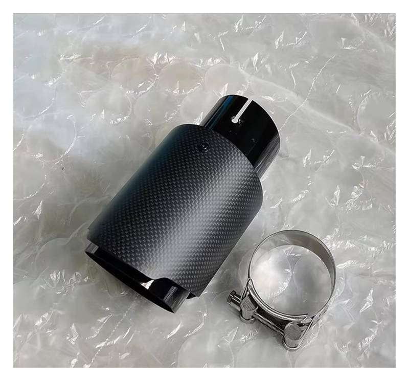 Endschalldämpfer Auspuffendrohr 1 Stück Auto Matte Carbon Faser Schalldämpfer Spitze Auspuff System Rohr Schalldämpfer Düse Universal Schwarz Gerade Edelstahl(63MM IN 89MM Out) von XuYingBhd