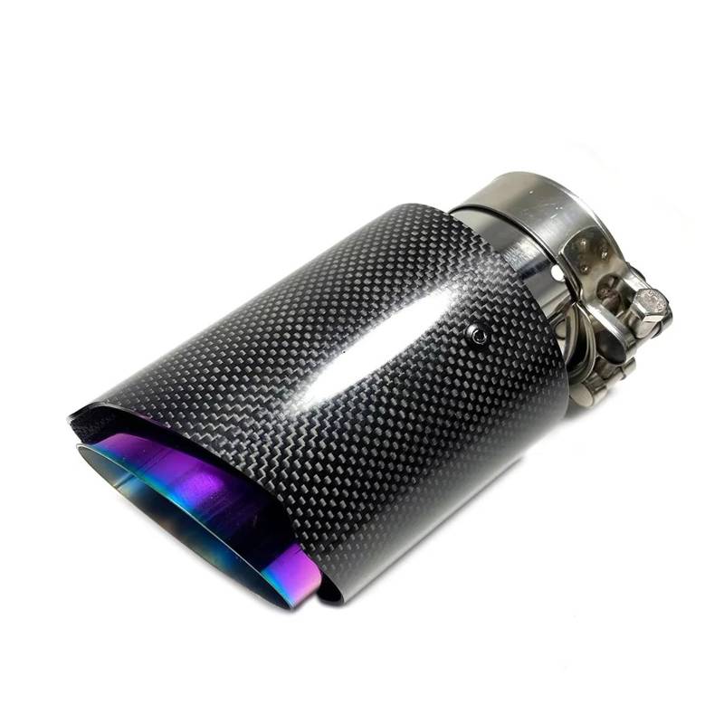 Endschalldämpfer Auspuffendrohr 1 Stück Carbon Fiber Glossy Auspuffanlage Schalldämpfer Rohrspitze Curly Universal Schwarz Edelstahl Schalldämpfer Zubehör(73MM IN 101MM Out) von XuYingBhd