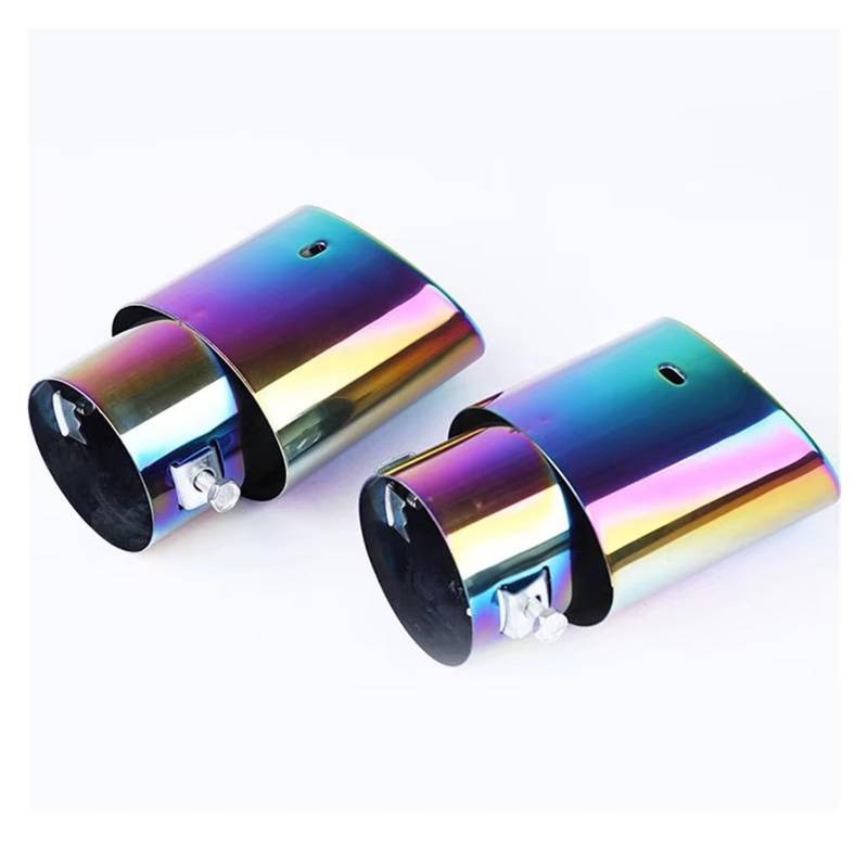 Endschalldämpfer Auspuffendrohr 1 Stück Edelstahl Regenbogen ID 2.5 ''/60 Mm Auto Auspuffrohr Schalldämpfer Spitze Schwanz Für Die Meisten Autos von XuYingBhd
