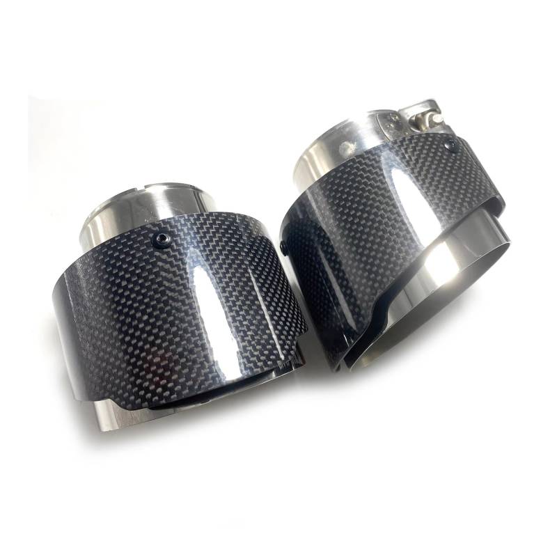 Endschalldämpfer Auspuffendrohr 1 Stück Edelstahl Universal Schalldämpfer Rohr Glänzend Real Carbon Fiber Auspuff Endrohr 110mm Länge(60MM IN 101MM Out) von XuYingBhd