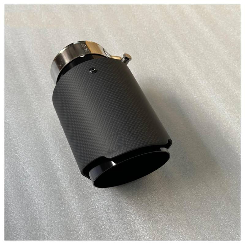 Endschalldämpfer Auspuffendrohr Universal Auto Auspuff Tipps Schwarz Edelstahl Rohr Matte Carbon Fiber Schwanz Ende Schalldämpfer Endrohr 1 Stück(60mm in-101mm Out) von XuYingBhd