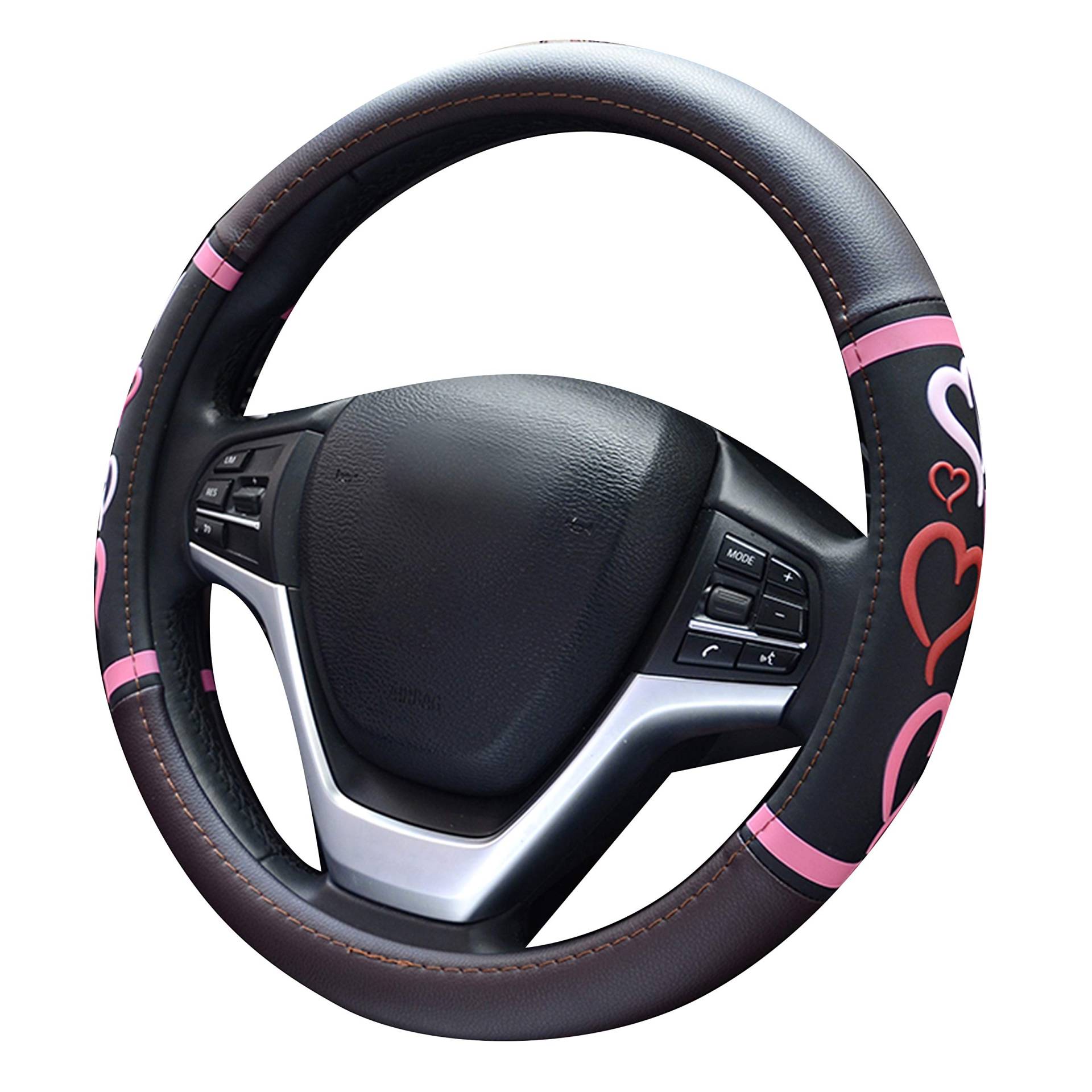 XuanMax Schön Herz Frauen Auto Lenkradhülle Mikrofaser Leder 38cm Fahrzeug Lenkradbezug Atmungsaktiv Lenkradschutz 15'' Lenkrad Abdeckung Anti Rutsch Lenkradabdeckung Lenkradschone - Kaffee XuanMax Schön Herz Frauen Auto Lenkradhülle Mikrofaser Leder 38cm Fahrzeug Lenkradbezug Atmungsaktiv Lenkradschutz 15'' Lenkrad Abdeckung Anti Rutsch Lenkradabdeckung Lenkradschone - Kaffee von XuanMax