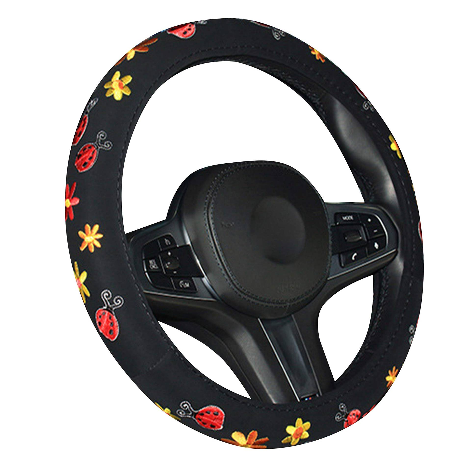 XuanMax Stickerei Lenkradbezug Auto 38cm Lenkradhülle Lenkrad Abdeckung für Frauen Lenkradschoner Universal 15 Inch Lenkradabdeckung Lenkradschutz - Marienkäfer XuanMax Stickerei Lenkradbezug Auto 38cm Lenkradhülle Lenkrad Abdeckung für Frauen Lenkradschoner Universal 15 Inch Lenkradabdeckung Lenkradschutz - Marienkäfer von XuanMax