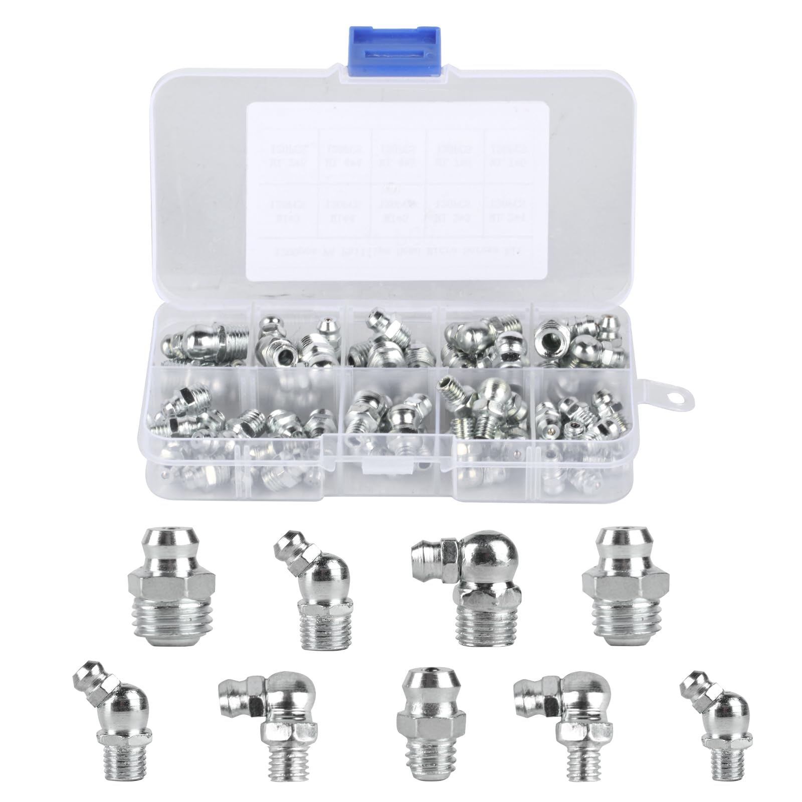 60 STK Schmiernippel Sortiment Kit, Kegelschmiernippel, Schmiernippel für Fettpresse, Gerade Abgewinkelt 45° 90° 180° Hydraulik Fettnippel, M6 M8 M10 Kegelnippel Abschmiernippel für Schmierpressen 60 STK Schmiernippel Sortiment Kit, Kegelschmiernippel, Schmiernippel für Fettpresse, Gerade Abgewinkelt 45° 90° 180° Hydraulik Fettnippel, M6 M8 M10 Kegelnippel Abschmiernippel für Schmierpressen von Xujinsongg