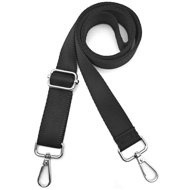 Xundefeng 2.5cm Schwarz Breiter Taschengurt Verstellbarer Schultergurt für Taschen Taschengurte zum Wechseln Schulterriemen - Silber Clip von Xundefeng
