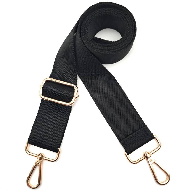 Xundefeng 3.8cm Schwarz Breiter Taschengurt Verstellbarer Schultergurt für Taschen Taschengurte zum Wechseln Schulterriemen - Gold Clip von Xundefeng