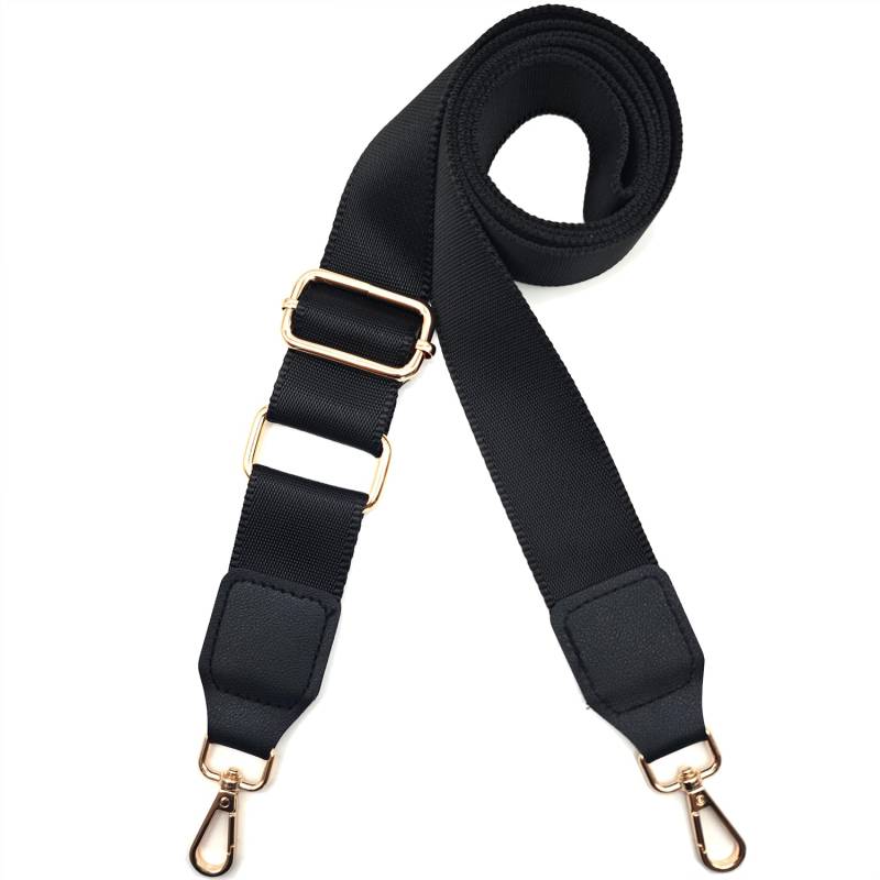 Xundefeng 3.8cm Schwarz Breiter Taschengurt Verstellbarer Schultergurt für Taschen Taschengurte zum Wechseln Schulterriemen - Gold Clip von Xundefeng