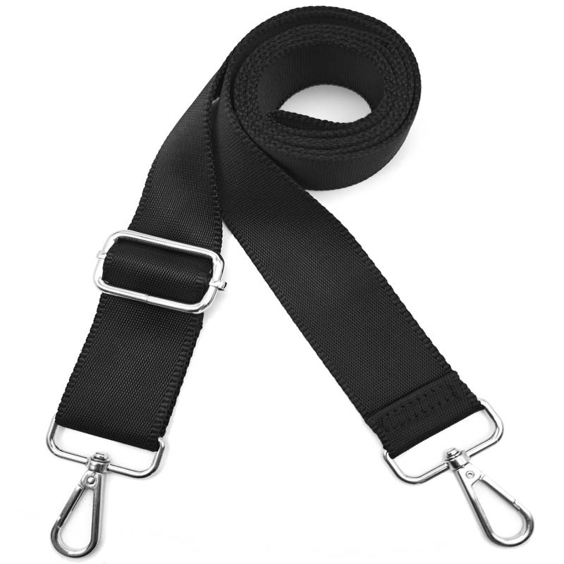 Xundefeng 5cm Schwarz Breiter Taschengurt Verstellbarer Schultergurt für Taschen Taschengurte zum Wechseln Schulterriemen - Silber Clip von Xundefeng