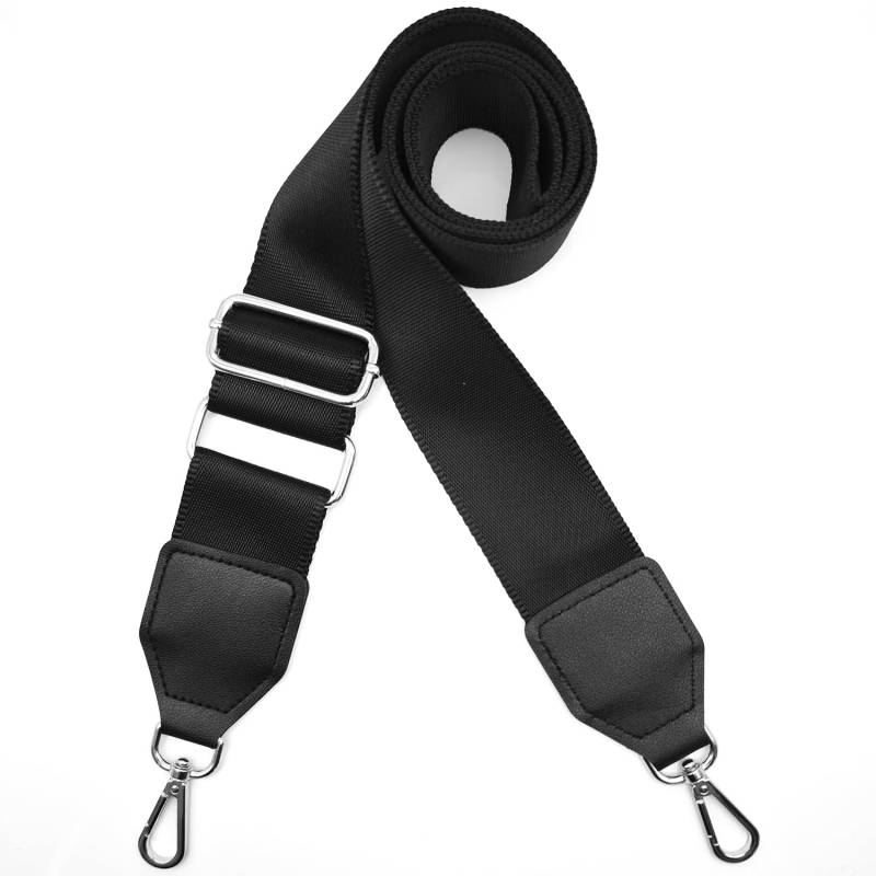 Xundefeng 5cm Schwarz Breiter Taschengurt Verstellbarer Schultergurt für Taschen Taschengurte zum Wechseln Schulterriemen - Silber Clip von Xundefeng