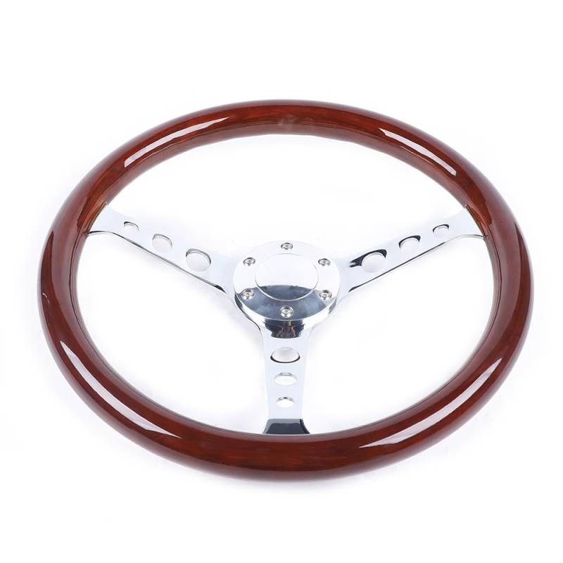 Auto modifiziertes Lenkrad, Xuyuw 15 Zoll 380 MM Holzlenkrad Auto Modifikation Lenkrad GM-Lenkrad Anti-Rutsch-Rillen-Design Massivholz Retro für Oldtimer Boote Oder Clubautos von Xuyuw
