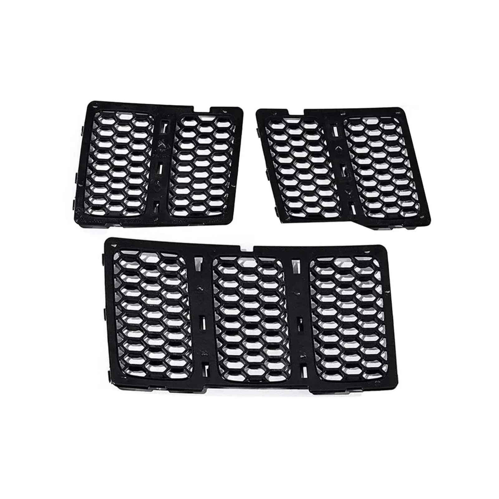 Kühlergrill Passend Für Jeep Für Grand Für Cherokee 2014-2016 Auto-Kühlergrilleinsatz Grillabdeckung Verkleidung 3 STÜCKE ABS Fronteinsatz Wabengrill Grillgitter Gitter Kühlergrill(Schwarz) von Xxiucj