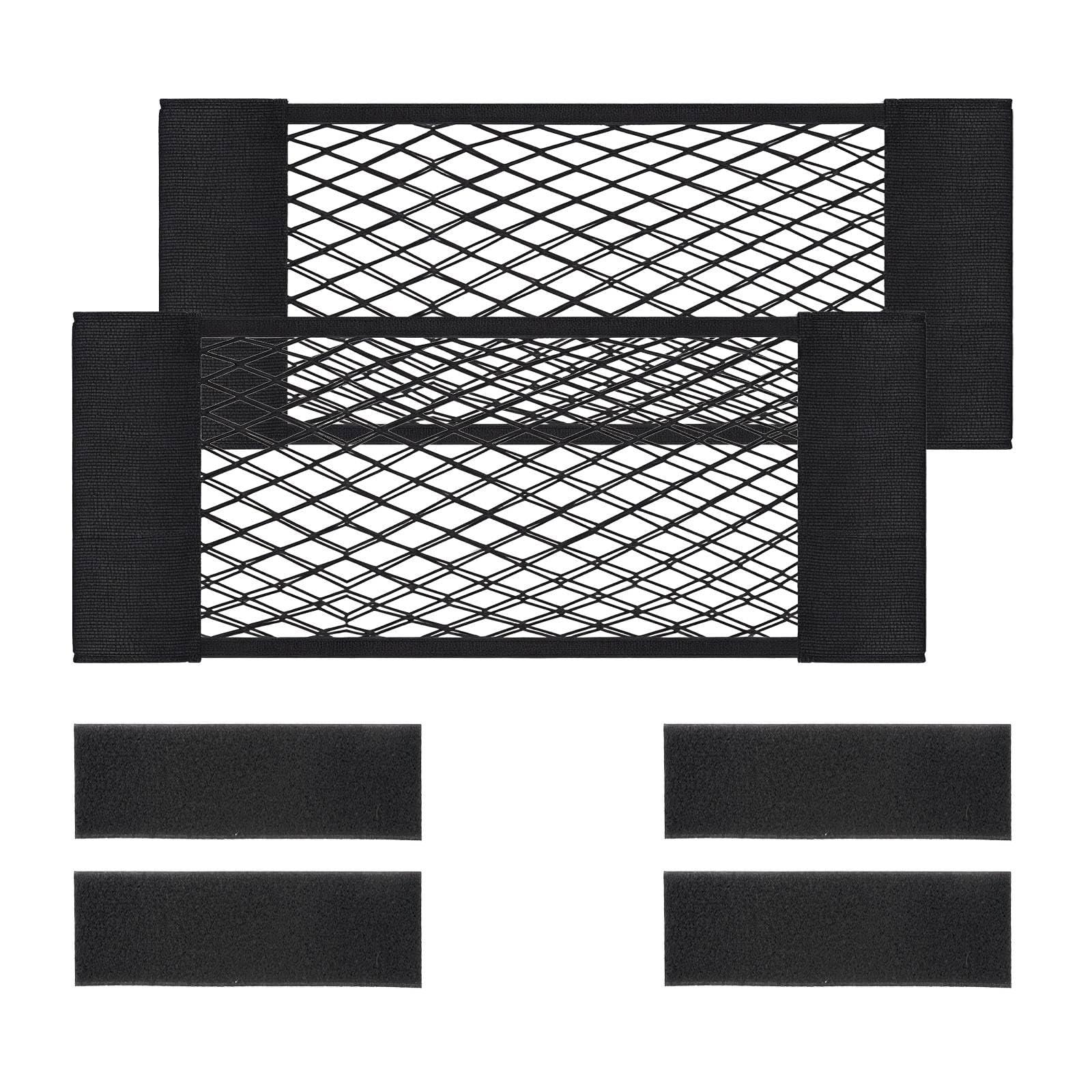 Xzenuo Gepäcknetz Auto, Wohnmobil Kofferraum Netz Organizer, Elastisches Kfz Camper Aufbewahrungsnetz mit Klettstreifen, Universal Netztasche für Auto/SUV (2, 25 * 60cm) von Xzenuo