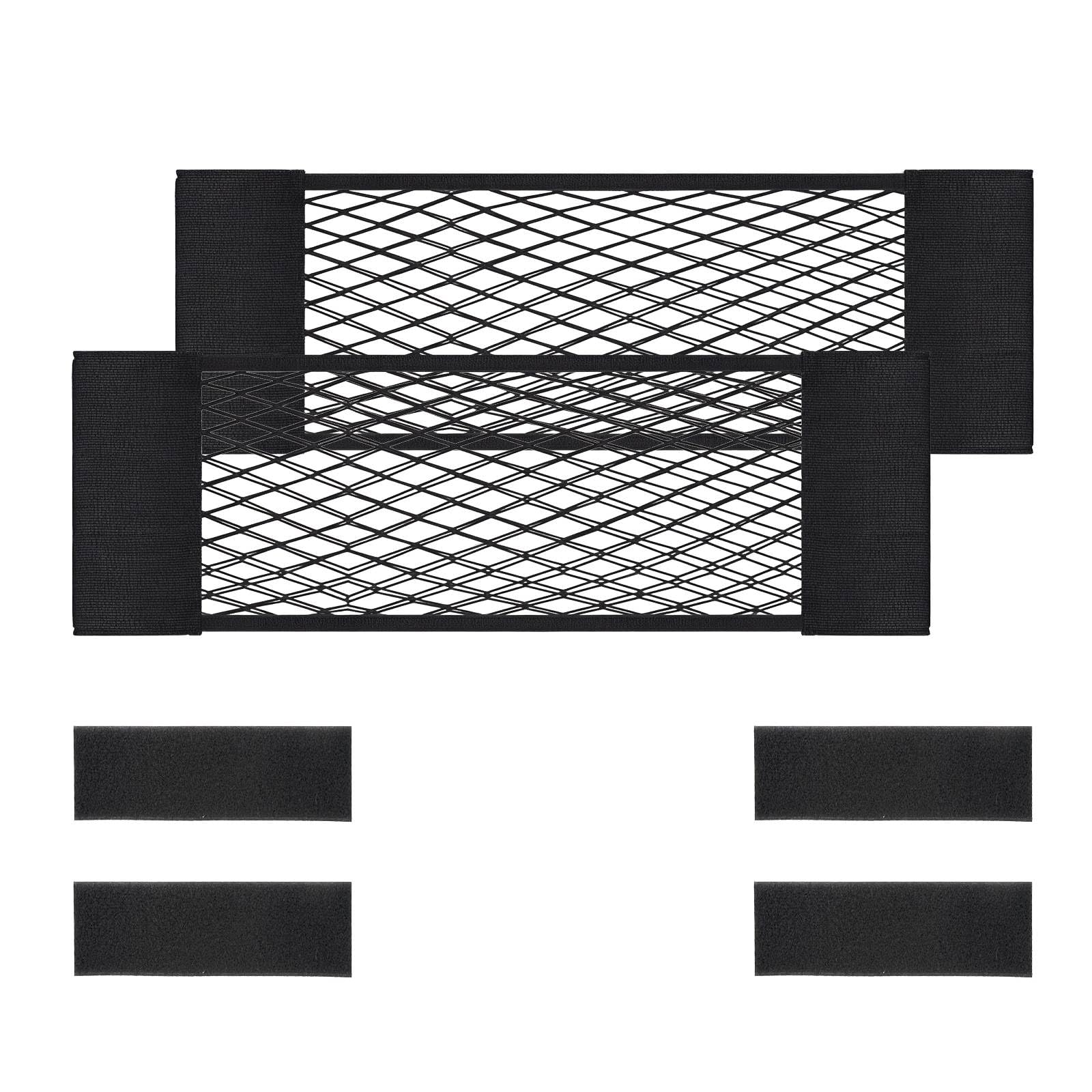 Xzenuo Gepäcknetz Auto, Wohnmobil Kofferraum Netz Organizer, Elastisches Kfz Camper Aufbewahrungsnetz mit Klettstreifen, Universal Netztasche für Auto/SUV (2, 25 * 80cm) von Xzenuo