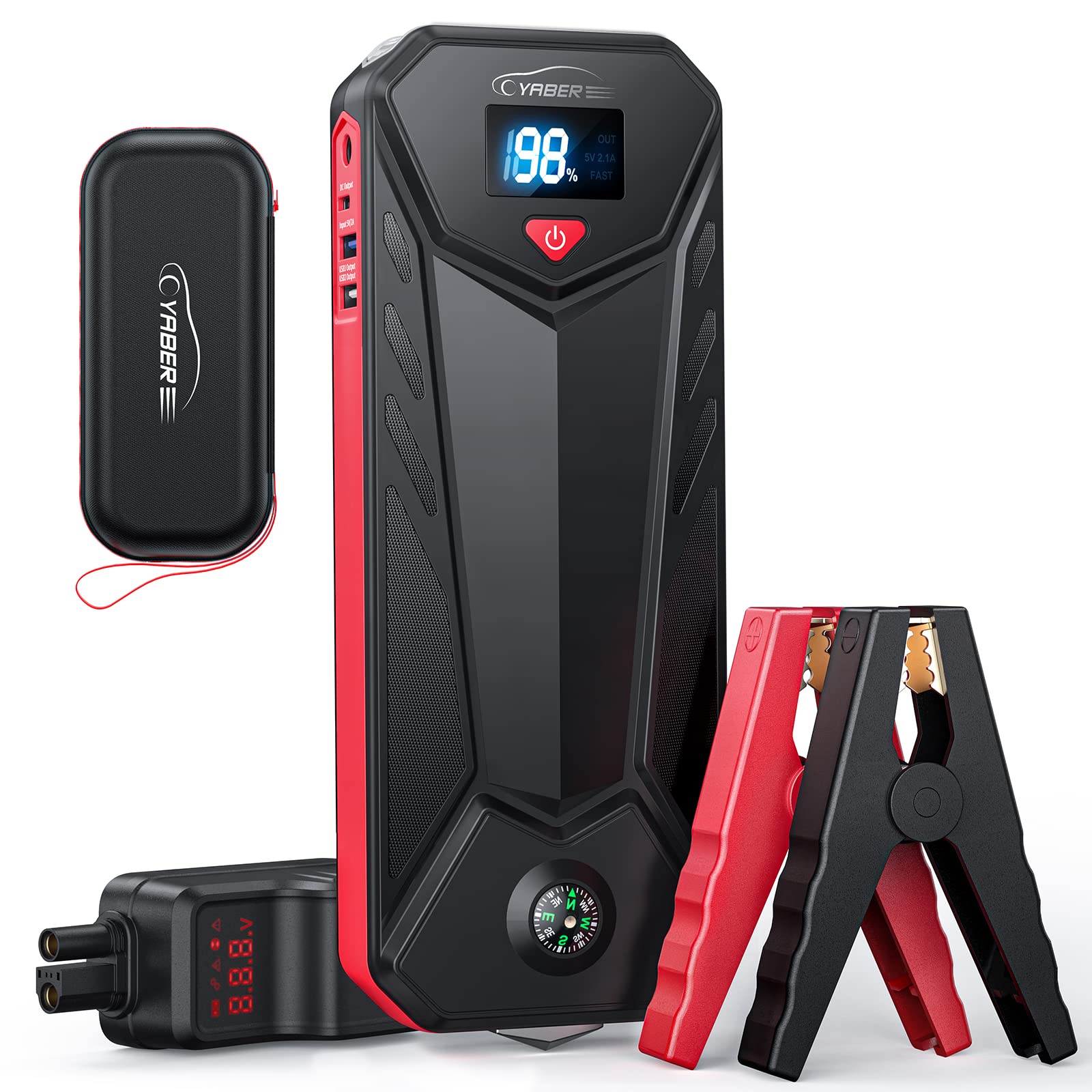 YABER Starthilfe Powerbank, 3000A Spitzstrom 23800mAh Tragbare Auto Starthilfe 12V Autobatterie Anlasser Starthilfegerät mit Reverse Charge und LED Taschenlampe YABER Starthilfe Powerbank, 3000A Spitzstrom 23800mAh Tragbare Auto Starthilfe 12V Autobatterie Anlasser Starthilfegerät mit Reverse Charge und LED Taschenlampe von YABER