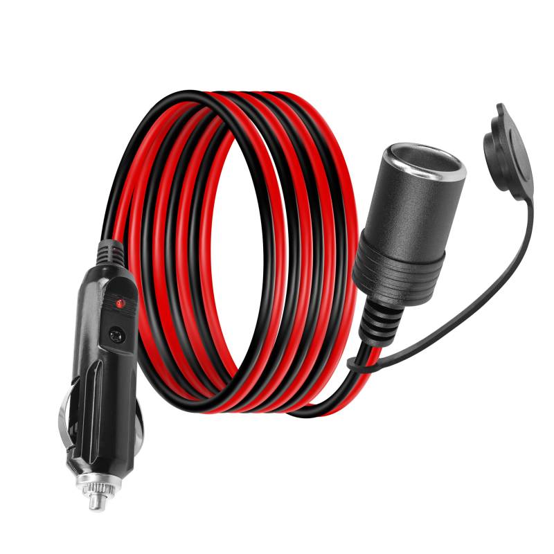 12V Zigarettenanzünder Verlängerungskabel YACSEJAO 6.6FT/2M 16AWG Auto Zigarettenanzünder Stecker zu Buchse Kabel mit 15A Sicherung für Reifenpumpe, Luftkompressor, Reiniger, Luftkompressor Pumpe von YACSEJAO