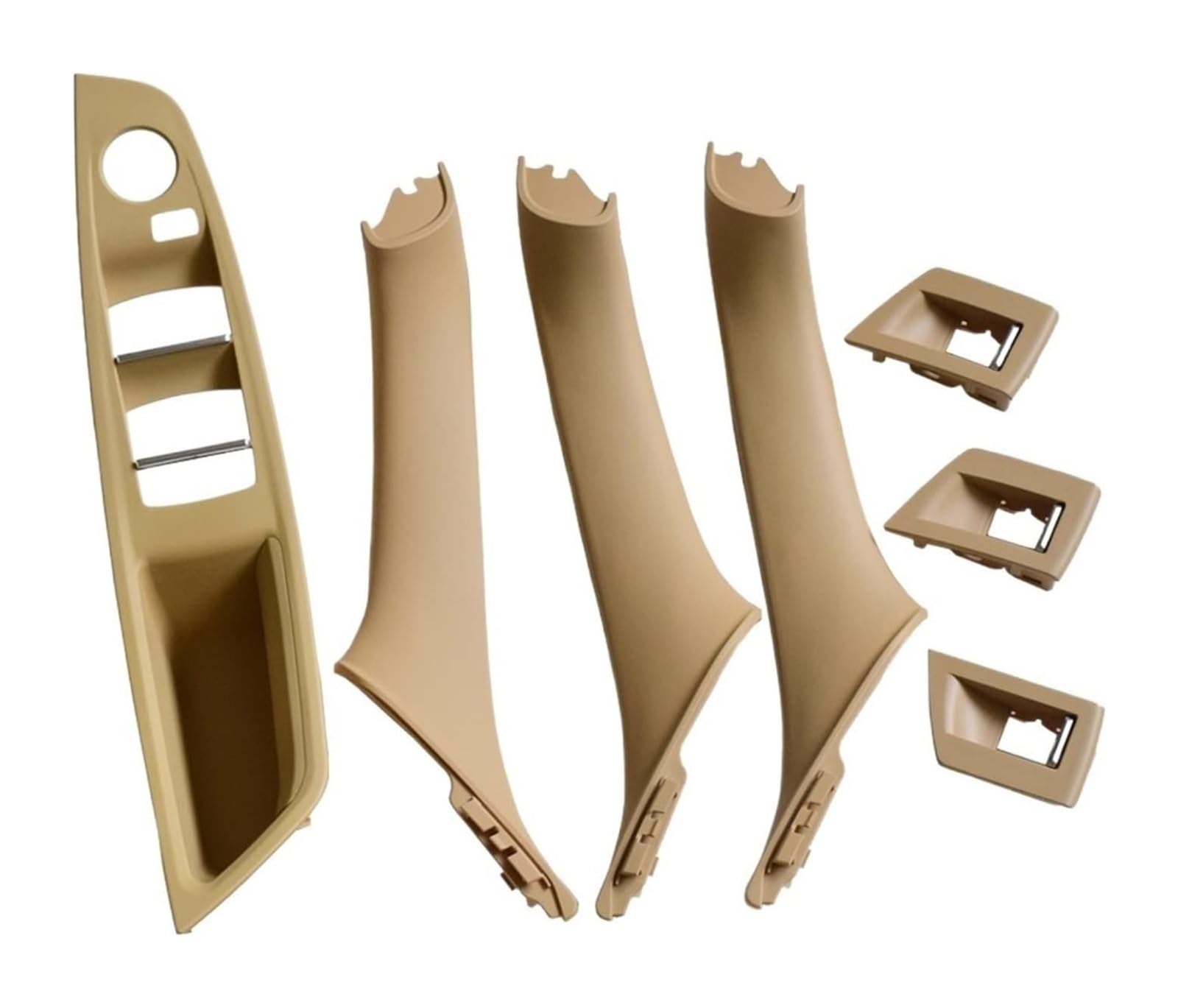 Auto Innen Türgriff Für B&MW 5 Series F10 F11 F18 520i 523i 525i 528i 535i Verbessertes Neues Innentür-Armlehnen-Fensterschalter-Panel-Ziehgriff-Set(Beige-7pcs) von YADLIUASA
