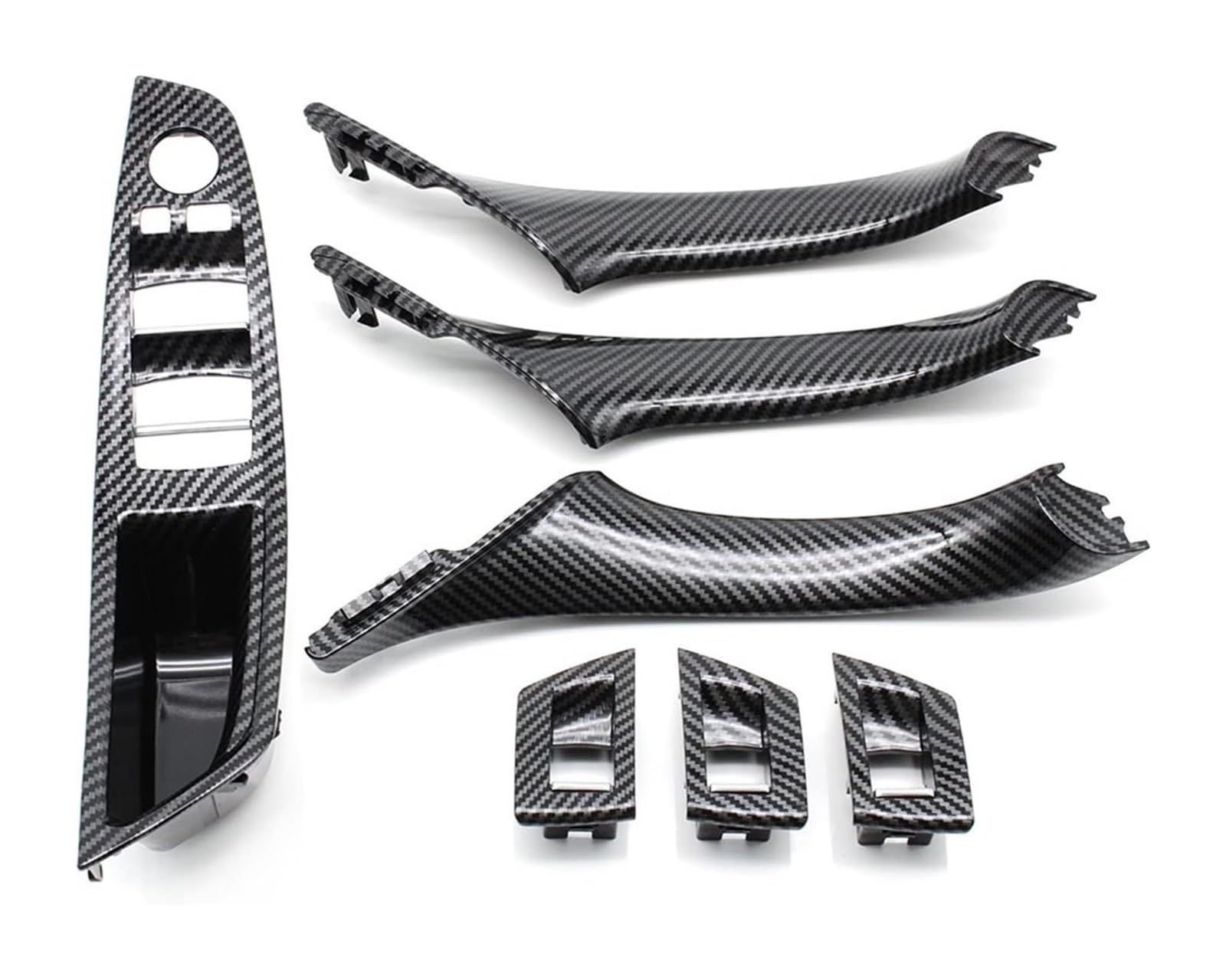 Auto Innen Türgriff Für B&MW 5er F10 F18 523 525 528 2010-2017 Linkslenker LHD Auto-Innentürgriff 7-teiliges Set Zuggriffverkleidung(A Carbonfiber) von YADLIUASA