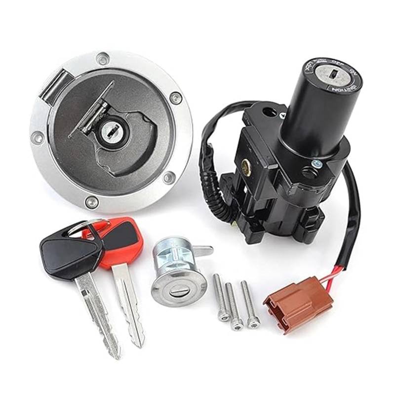 Motorrad Zündschloss Für CB500 Für CBR400 Für CBR500 2017-2023 Kraftstoff Tank Kappe Zündschalter Sitz Schloss Mit Schlüssel Kit Tankdeckel Zündschalter von YADLIUASA
