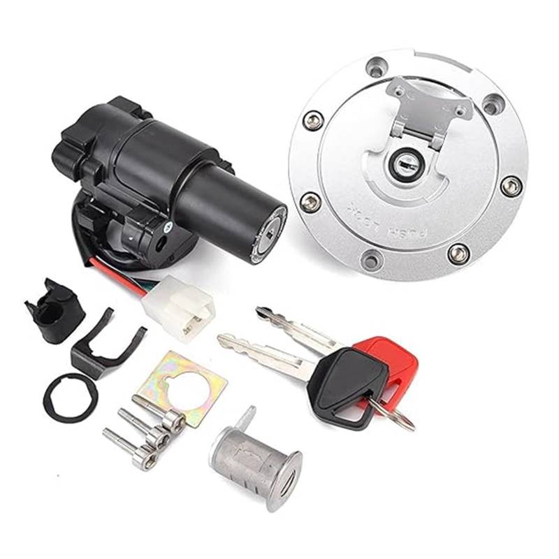 Motorrad Zündschloss Für CB900 Für CB919 Für CBF500 Für CBF600 Für CBF1000 Kraftstoff Tank Kappe Zündung Schalter Sitz Schloss Mit Schlüssel Kit Tankdeckel Zündschalter von YADLIUASA