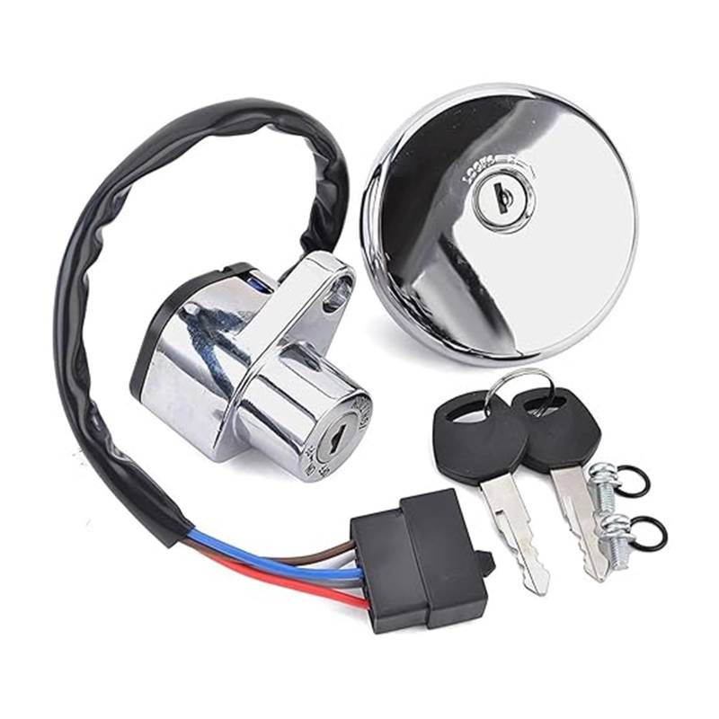 Motorrad Zündschloss Für K&awasaki Für EN500 Für VN800 Für Vulcan 500 800 2001-2009 Kraftstoff Gas Kappe Zündung Schalter Sitz Schloss Mit Schlüssel Kit Tankdeckel Zündschalter von YADLIUASA