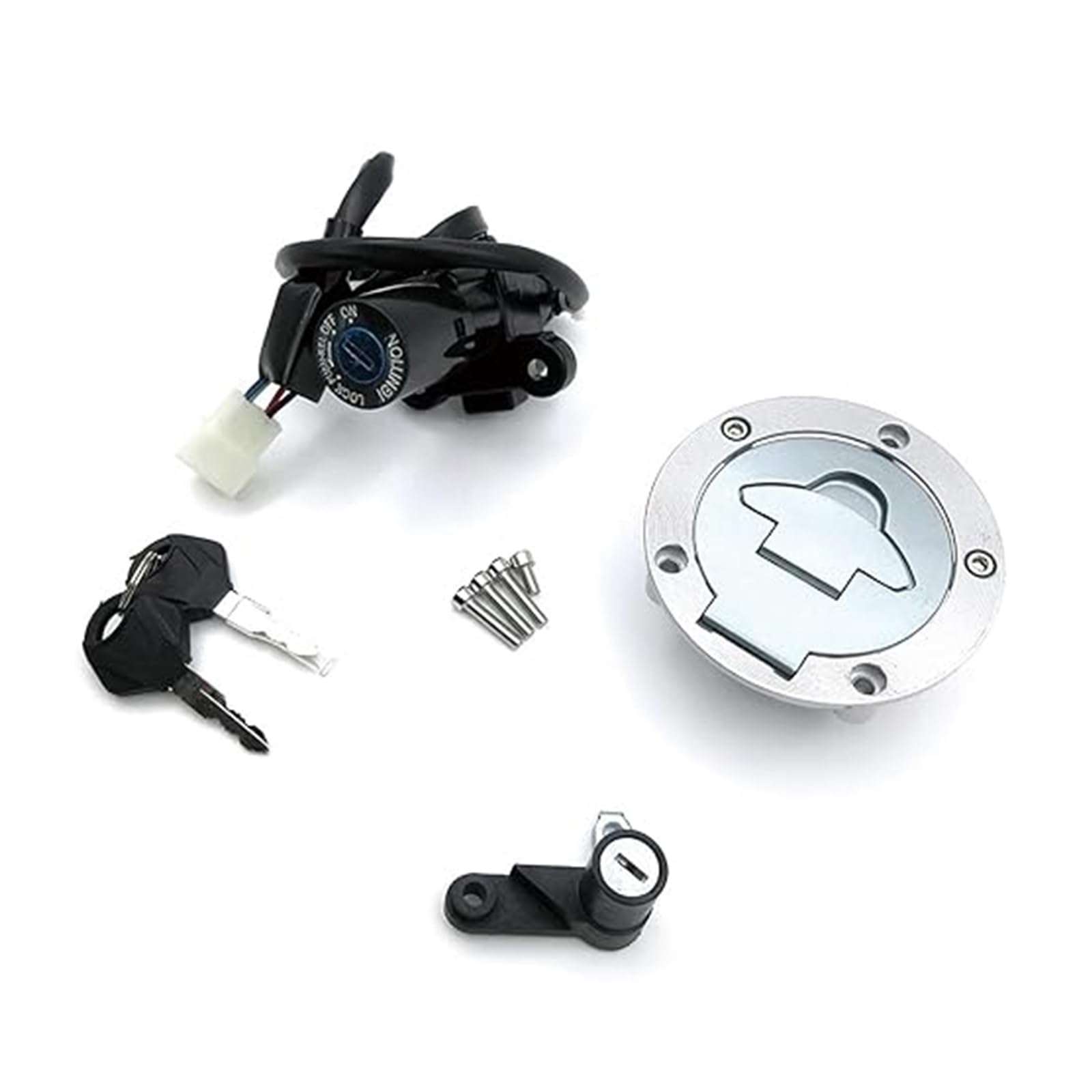 Motorrad Zündschloss Für YZF R3 R25 Für YZFR3 Für YZFR25 2015-2019 Motorrad Zündschlüsselschalter Sitzschloss Tankdeckel Abdeckungssatz Tankdeckel Zündschalter(Full Set Lock) von YADLIUASA