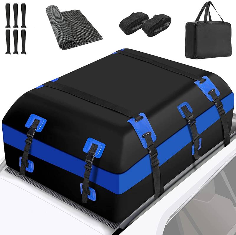 YADODO Dachbox Auto 651L Wasserdicht Faltbare mit Antirutschmatte 23 Kubikfuß Dachkoffer Dachtasche Auto Gepäckbox TascheAufbewahrungsbox Dachträger Dachboxen für alle mit/ohne Träger von YADODO