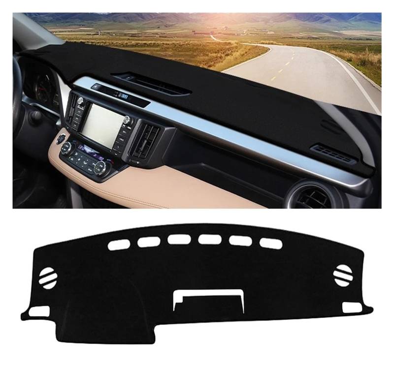 Armaturenbrettabdeckung Matte Für Toyota Für RAV4 XA40 2013-2018 Für Hybrid Auto Dashboard Abdeckung Matte Sonnenschutz Pad Instrument Panel Teppiche Zubehör(A LHD Black Side) von YAKISA