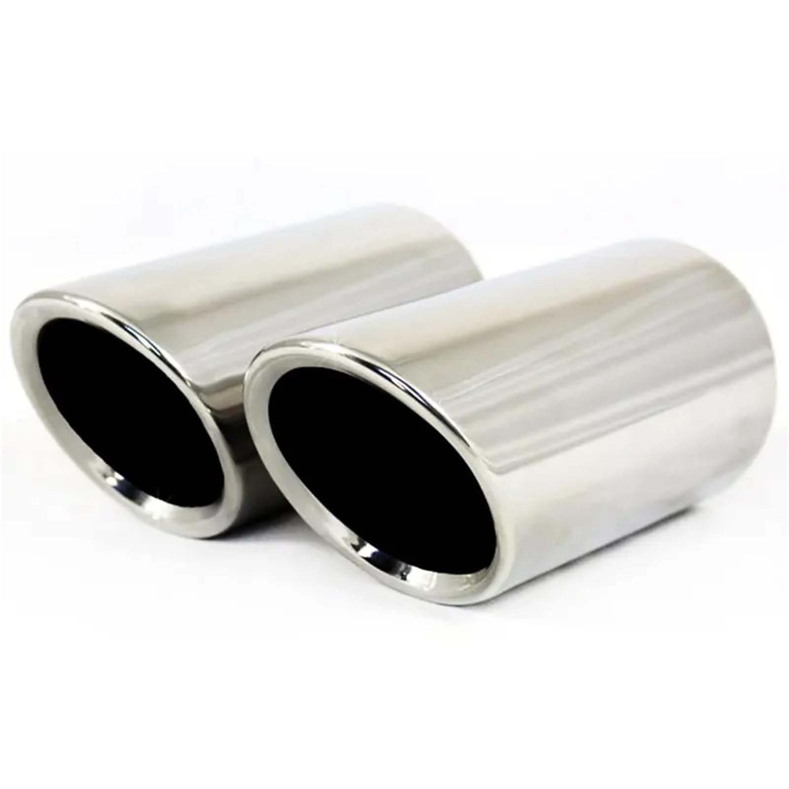Auto Auspuffblende 1 Paar Chrom Überzug Edelstahl Auto Auspuff TIPP Rohre Abdeckungen Universal Auto Zubehör Auto Auspuffendrohr(Silver) von YAKISA