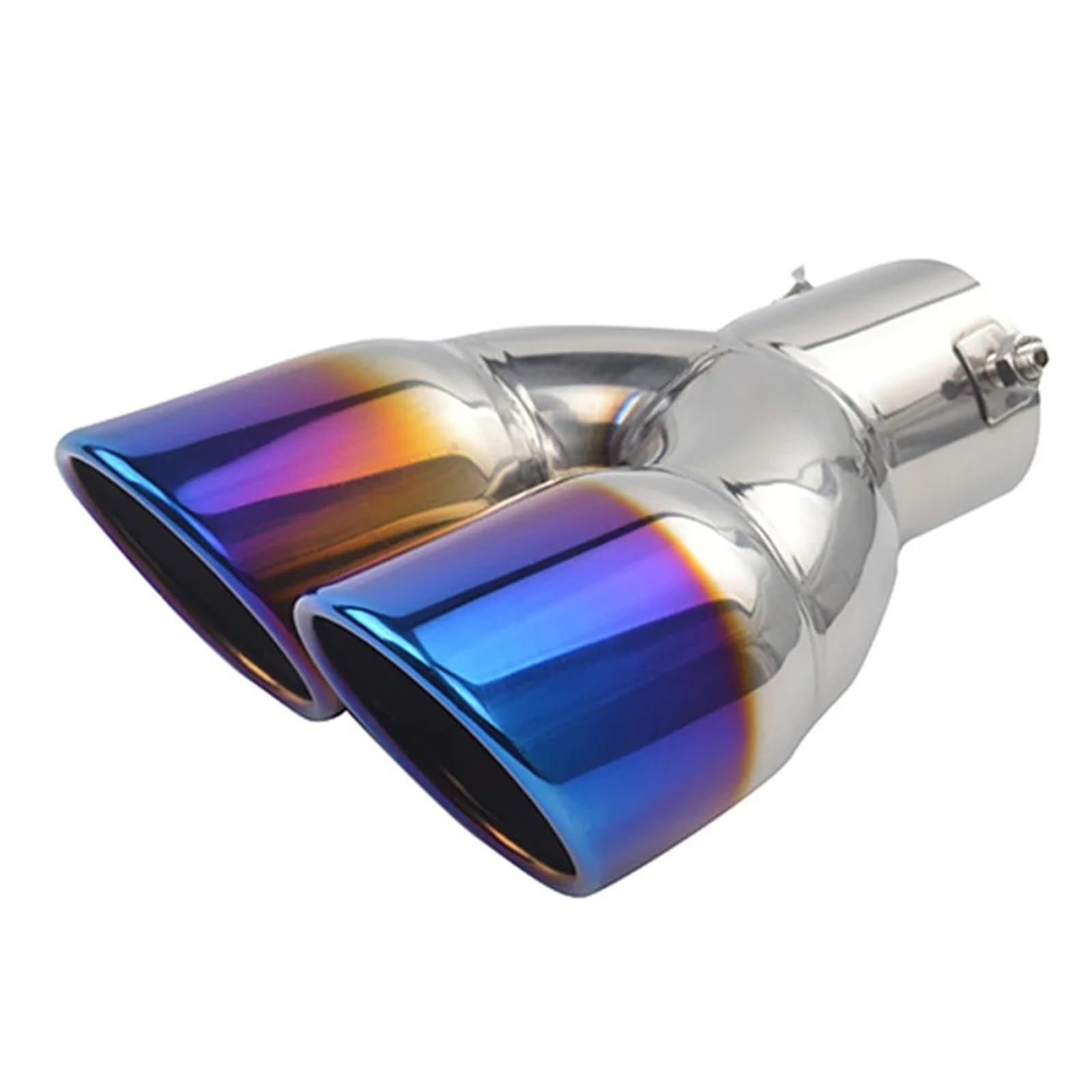 Auto Auspuffblende 1 STÜCK 76 MM Rundes Auspuffrohr Endschalldämpfer Spitze Rohr Anschraubbare Doppelauspuffspitze Gerollte Schräg Geschnittene Endrohr Schalldämpfer Auto Auspuffendrohr(Blue) von YAKISA