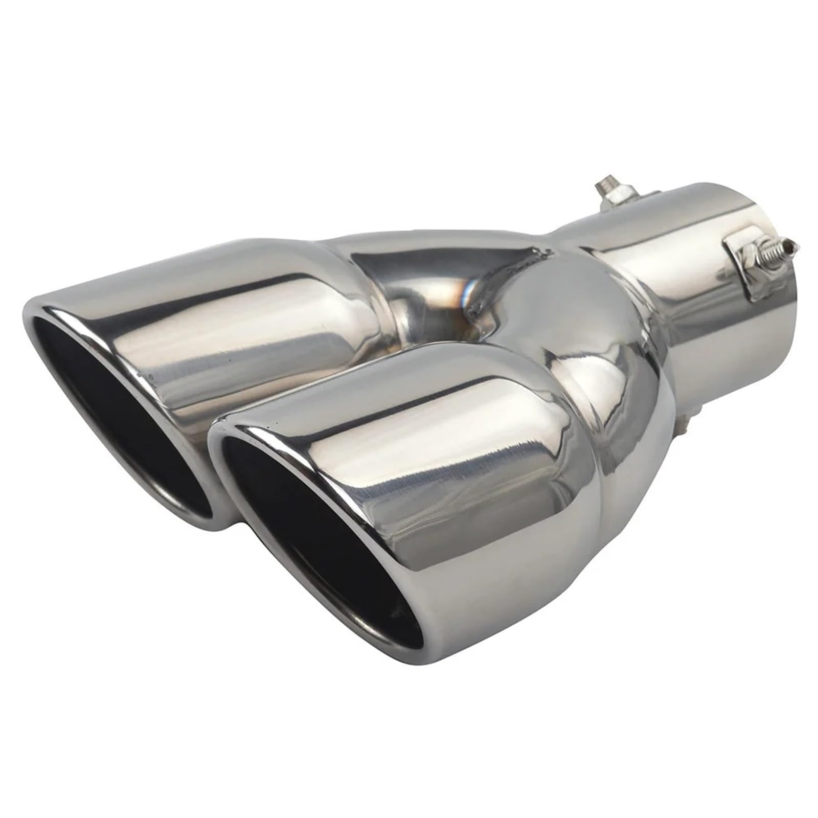 Auto Auspuffblende 1 STÜCK 76 MM Rundes Auspuffrohr Endschalldämpfer Spitze Rohr Anschraubbare Doppelauspuffspitze Gerollte Schräg Geschnittene Endrohr Schalldämpfer Auto Auspuffendrohr(Silver) von YAKISA